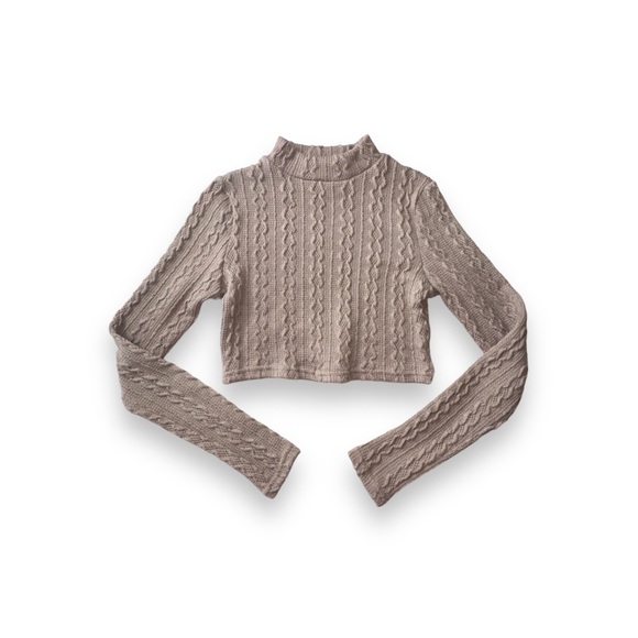 2-PIECE CABLE KNIT CROPPED LONG SLEEVE & HIGH WAIST SKINNY PANTS SET · NWOT - Picture 3 of 6